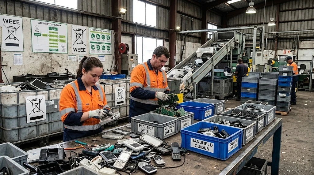 Electronic waste recycling process for small electronic devices under WEEE framework Electronic waste recycling process for small electronic devices under WEEE framework
